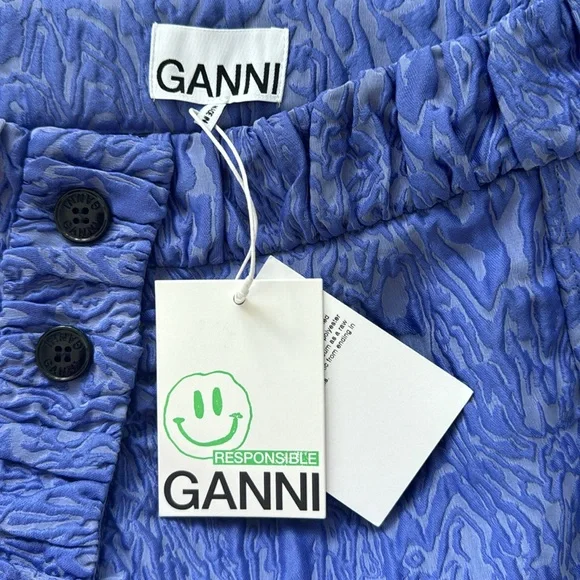 NWT GANNI Blue/Lavender Asymmetric Miniskirt Size 42 (US 10/12) - Picture 11 of 11
